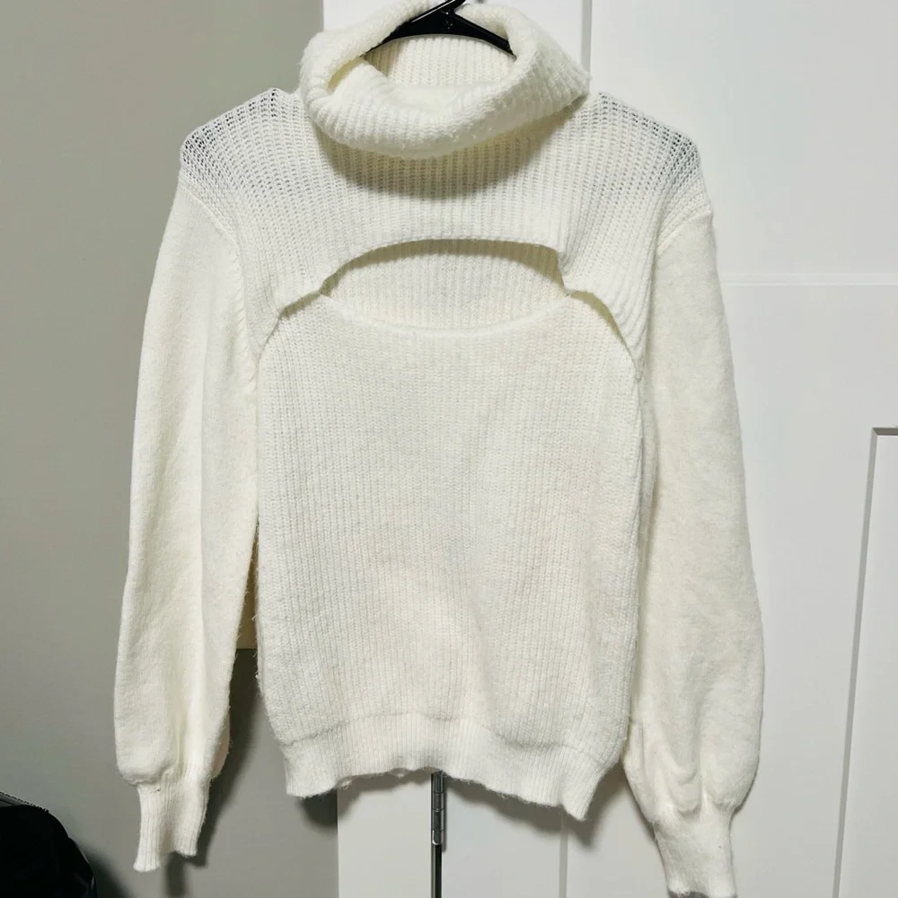 Pink Lily White Cowl Neck Sweater